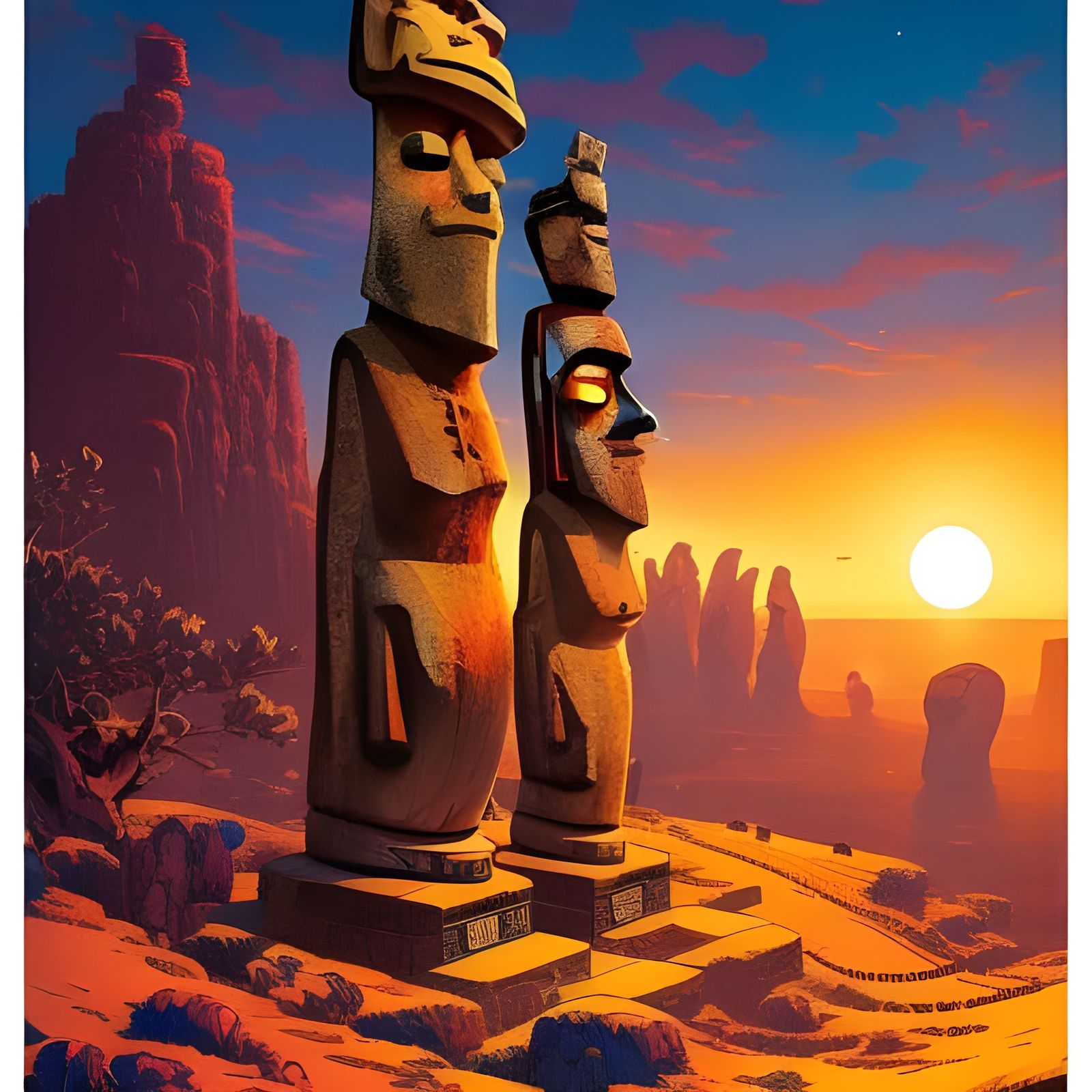 Easter island statues