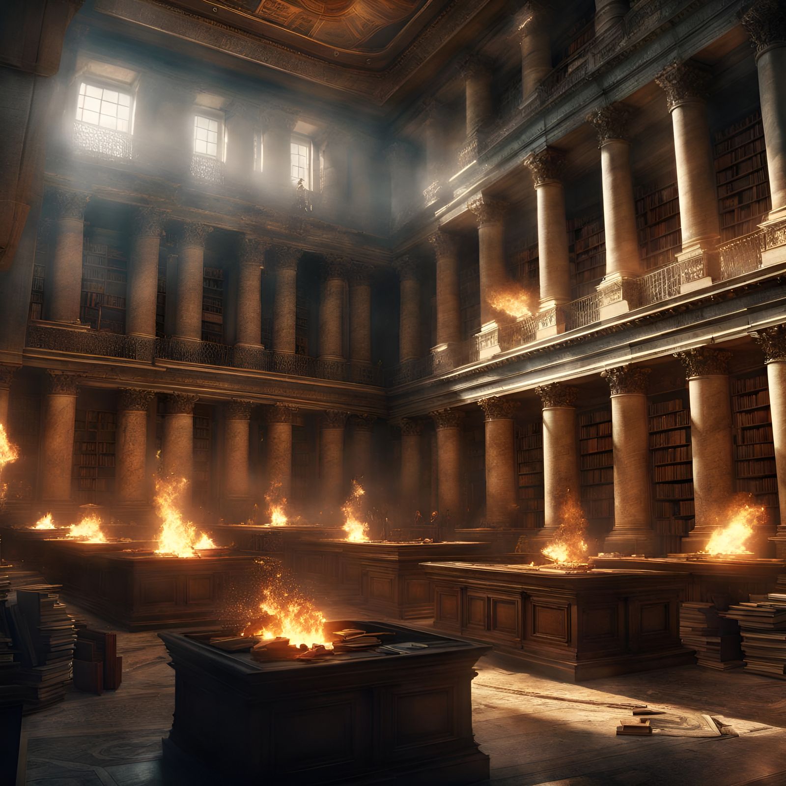 The Burning of the Library of Alexandria - AI Generated Artwork ...