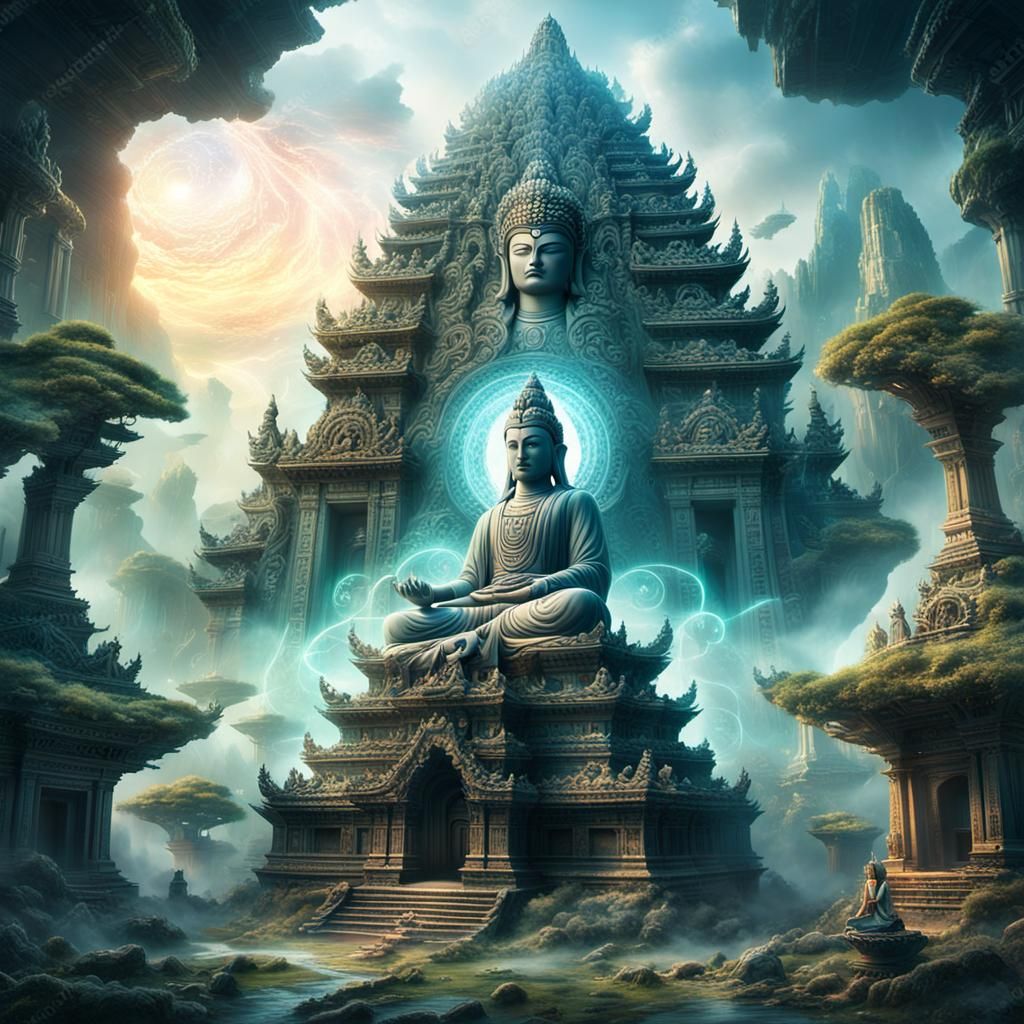 Bodhisattva in Mystical Realm: Digital Matte Painting