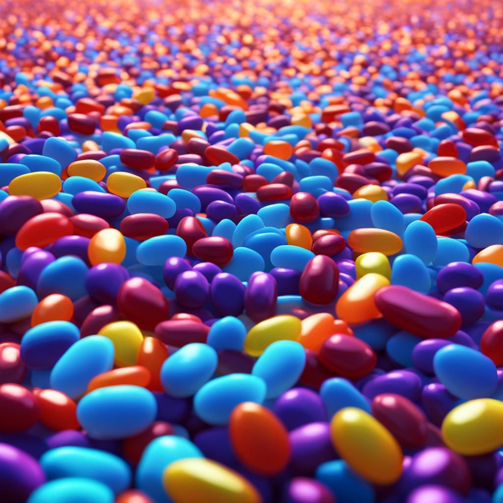 Jelly beans walking through a blue corn crop in America
