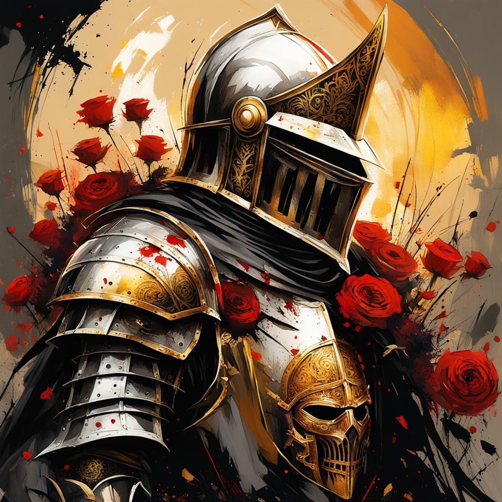 Gothic Knight Templar in Gold Armor