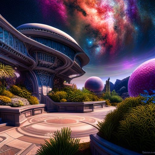 Garden of the galaxy photorealistic intricately detailed HDR detailed