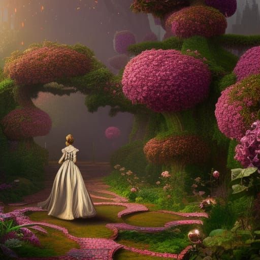 victorian princess running in a maze garden - AI Generated Artwork ...