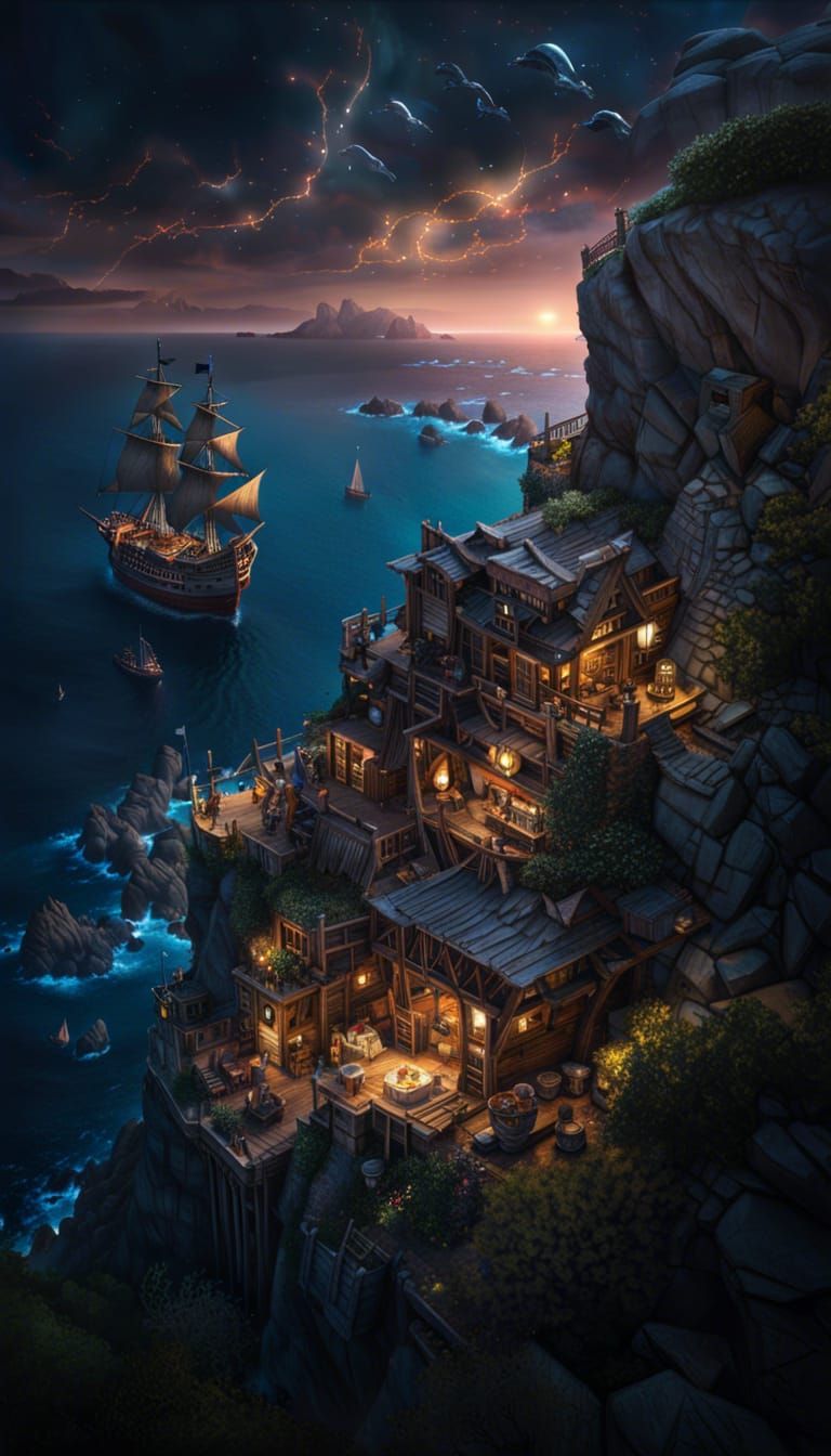 Pirate hideout bird's eye view  by @Immy