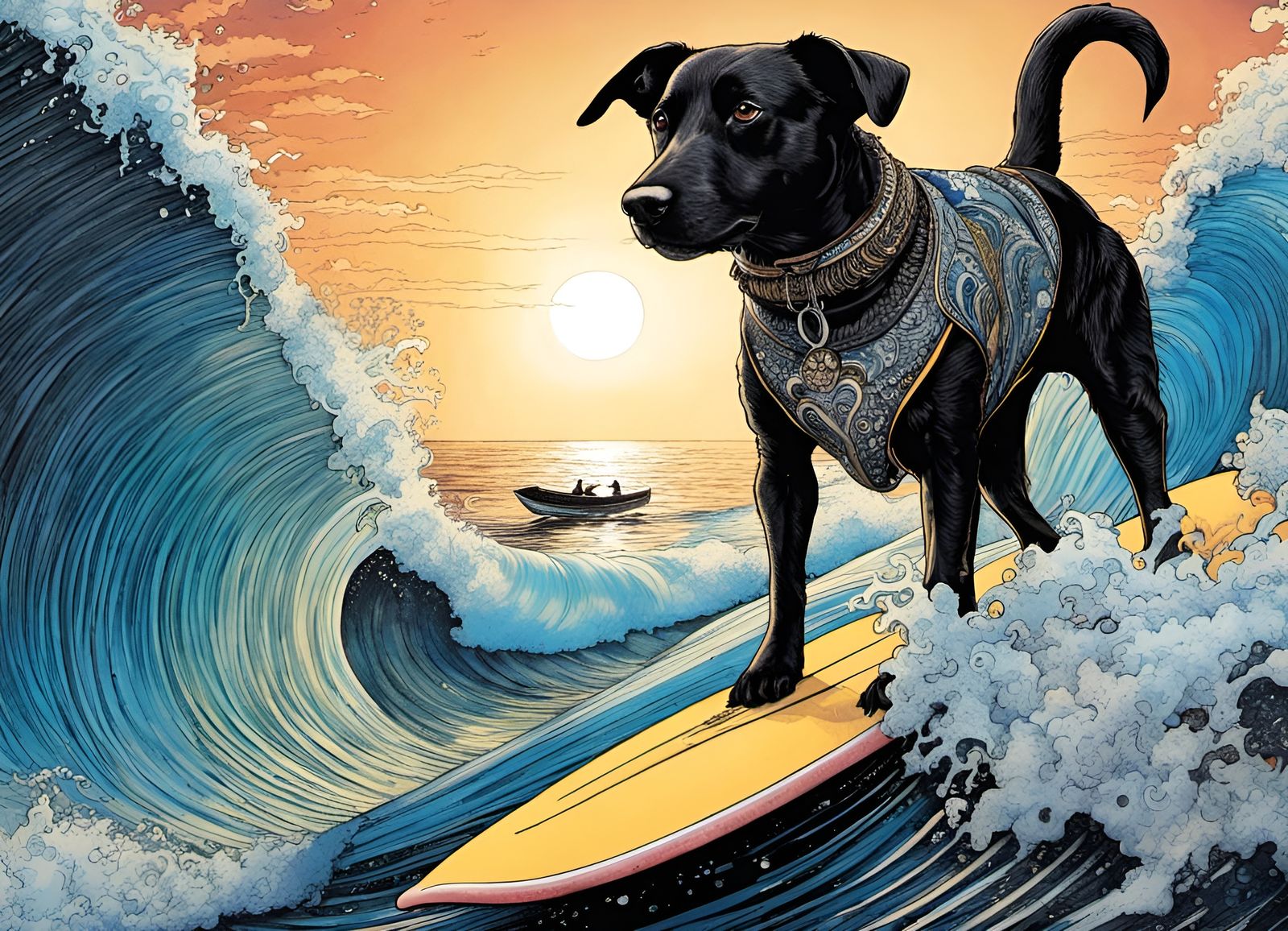 Surfing Labrador - AI Generated Artwork - NightCafe Creator