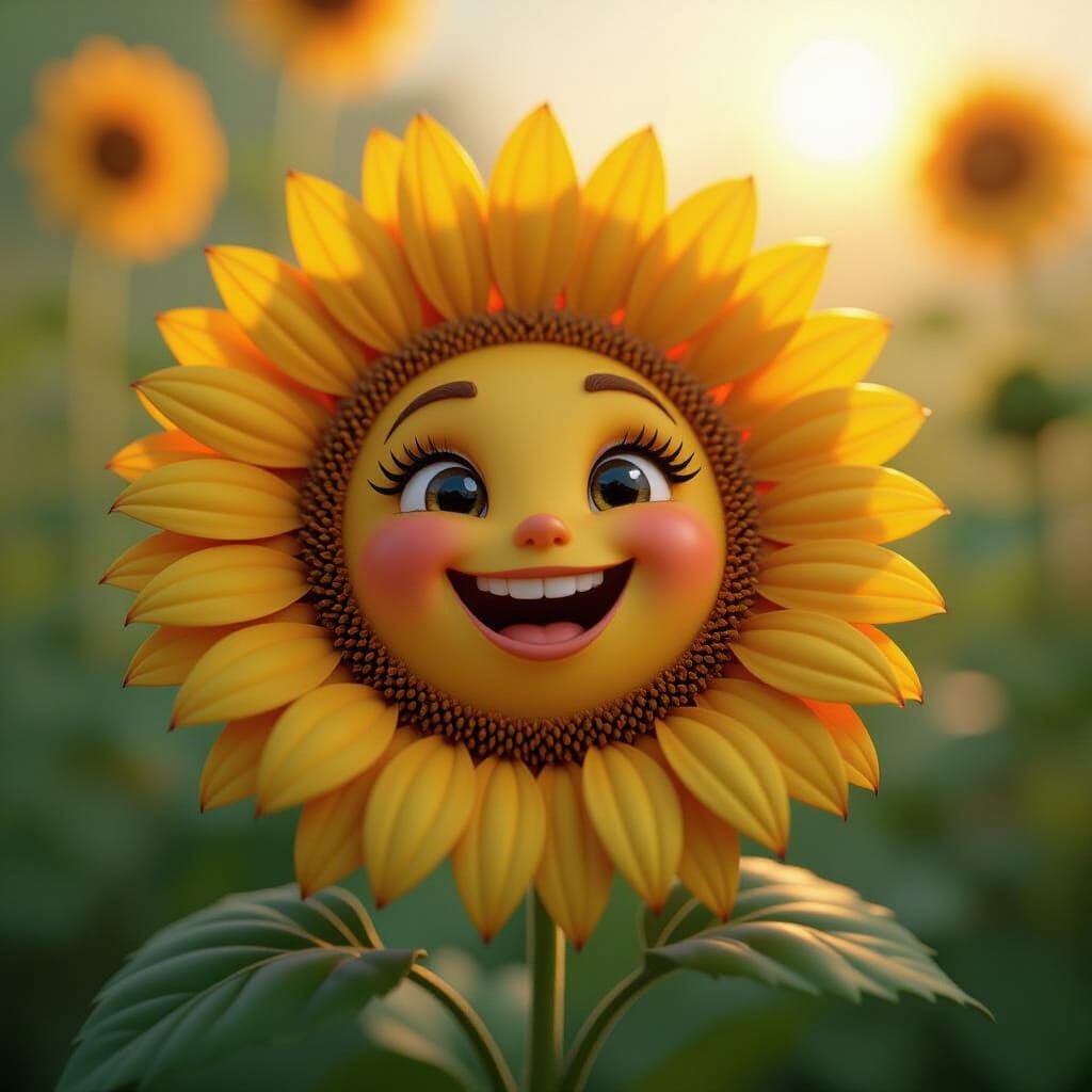 sunflower with a smiling face  by @Mila K