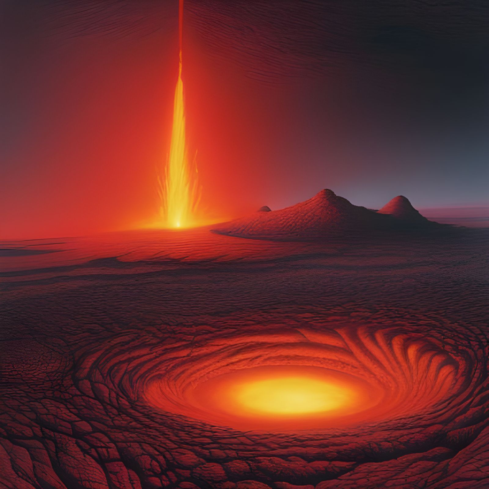 Volcanic Hellscape on Mars: Hyperdetailed Digital Illustrati...