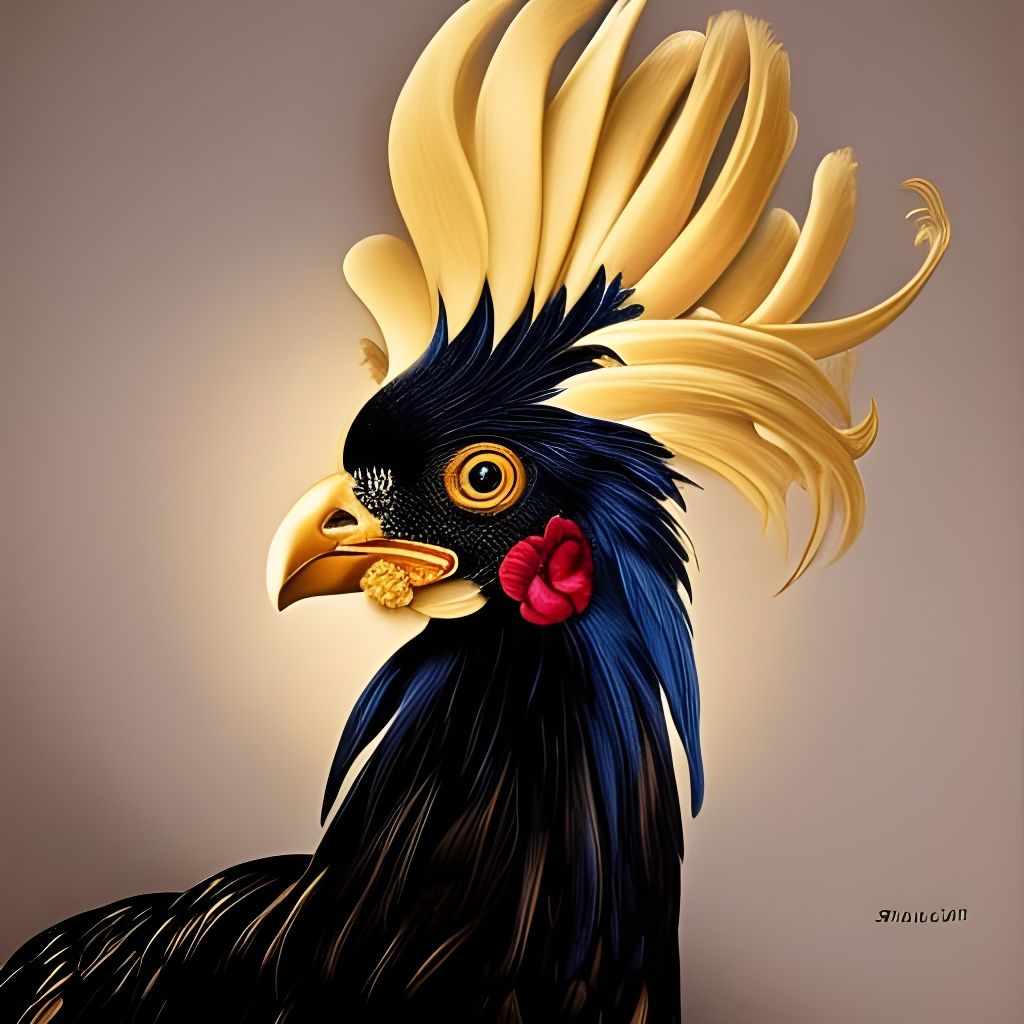 Black-Gold Rooster - AI Generated Artwork - NightCafe Creator