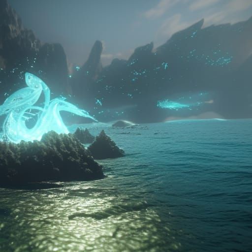 Ocean 3D Game Cinematic Feel, Epic 3D Videogame Graphics, In...