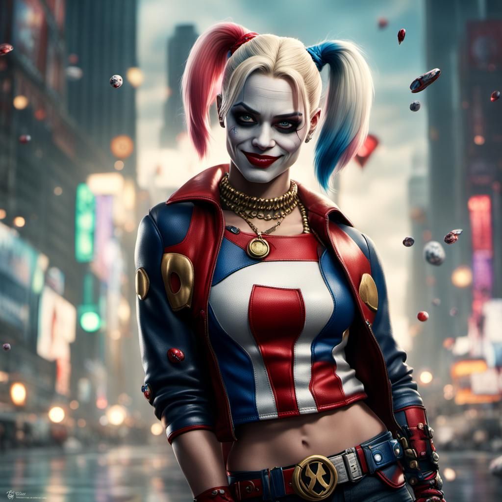 Harley Quinn, full body profile, 8k resolution concept art by Greg ...