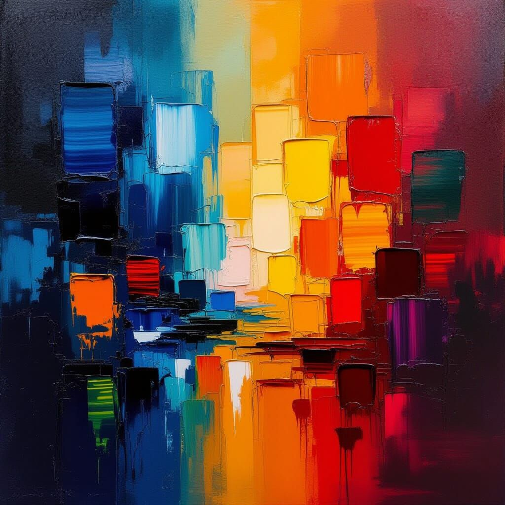 Abstract Oil Painting with Contrasting Color Fields