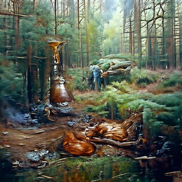 Forest oil painting by James Gurney