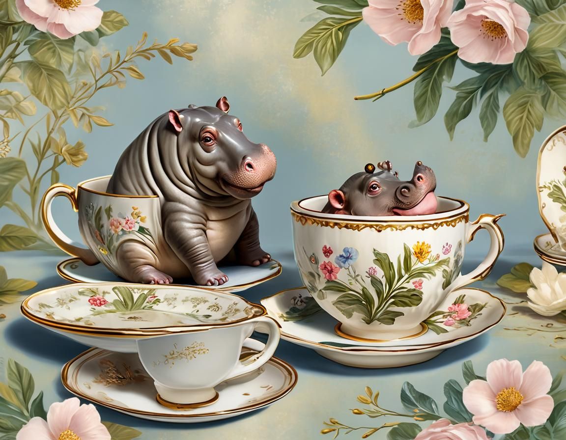 Hippopotamus emblazoned Teacup.