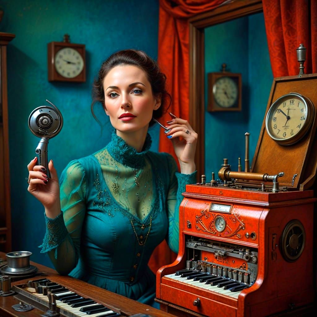 Surreal 40-Year-Old Lady in a Fantastic Scene