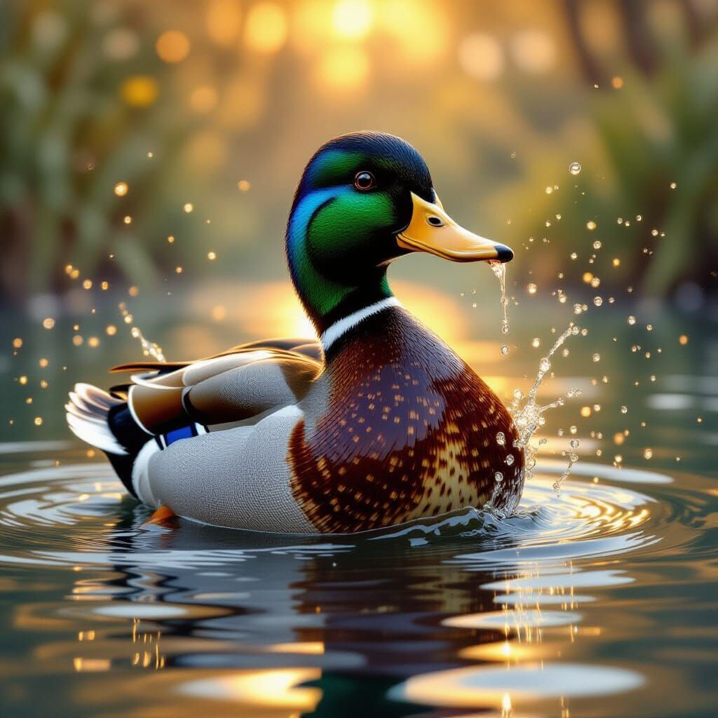 Golden Ink splash mallard duck


hyper-realistic digital artwork highly detailed ethereal, hyper-detailed, masterpiece by Thomas Kinkade, Al...