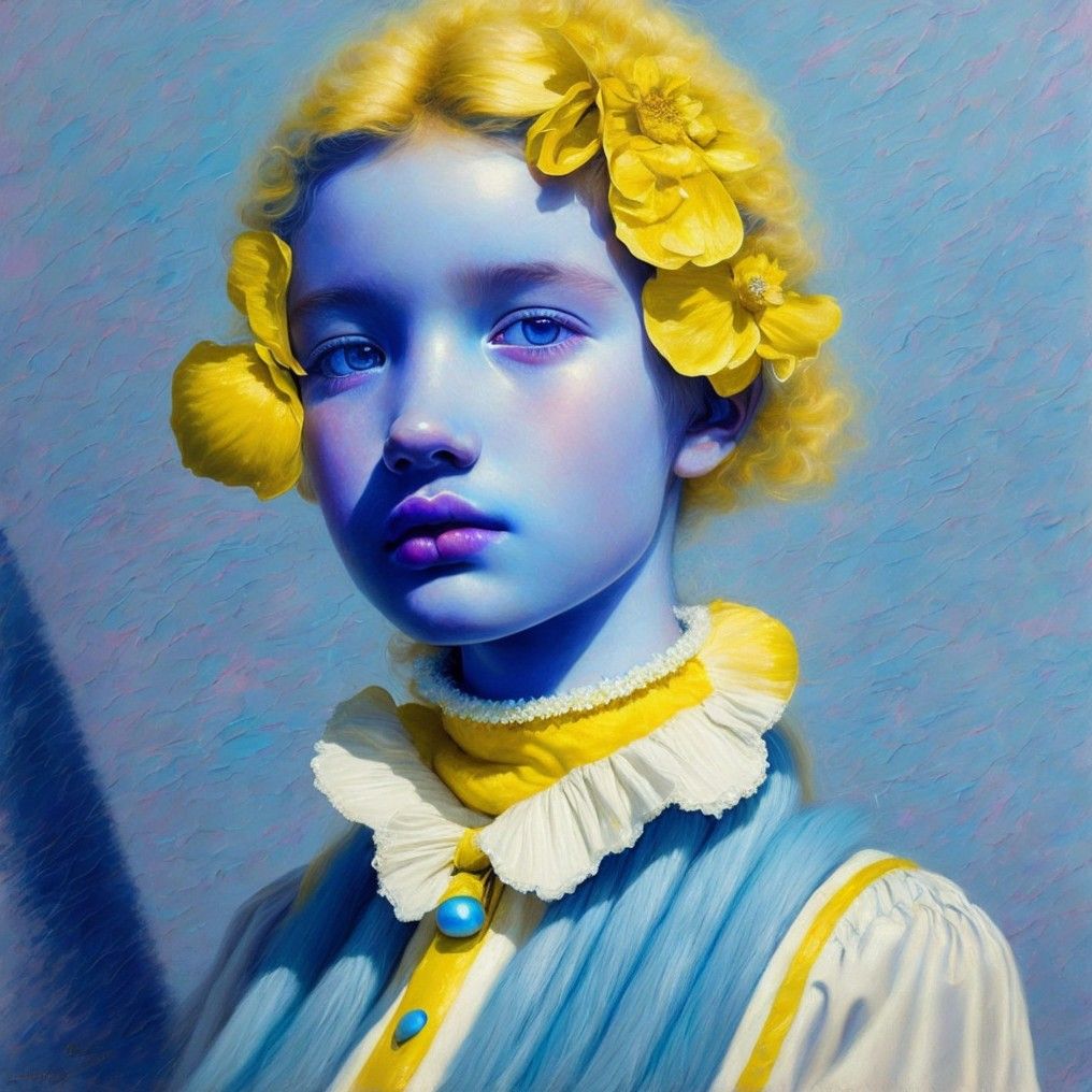 Blue Schoolgirl in Daffodil Dreams