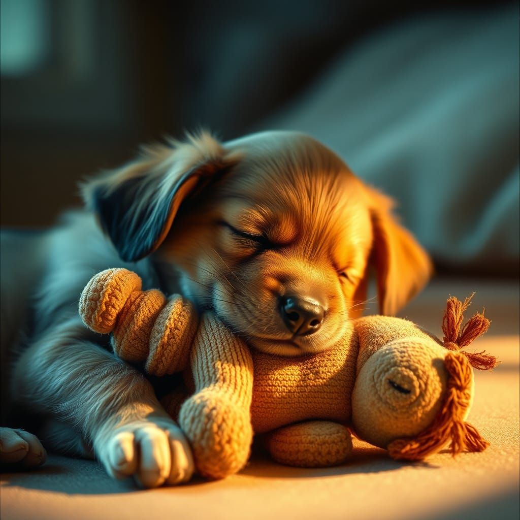 puppy napping with it's favorite toy  by @undefined