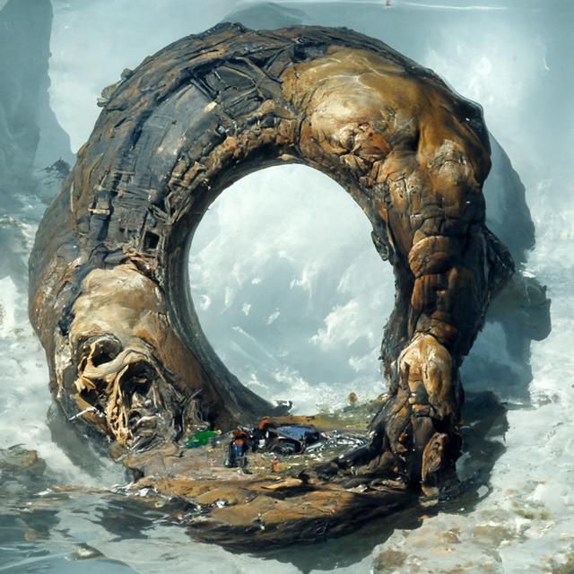 the circular corpse of an ancient giant