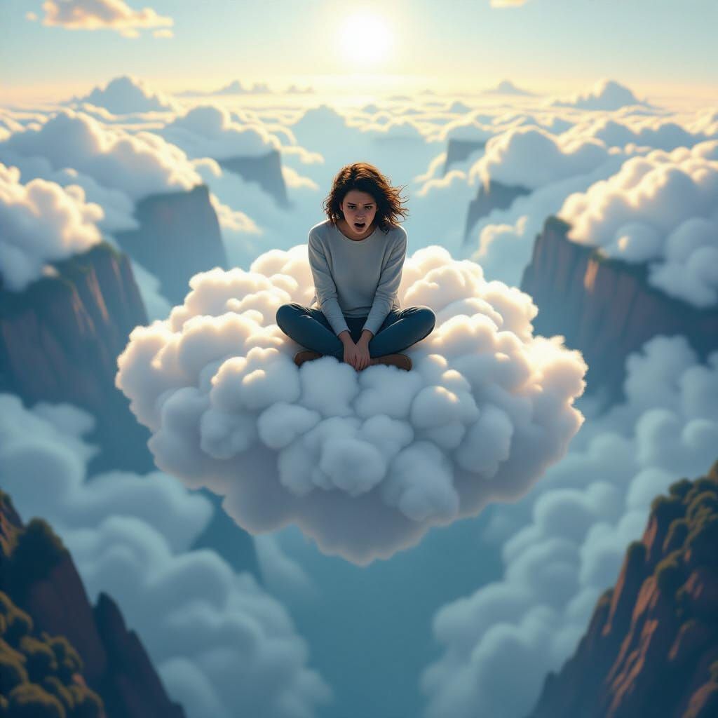 looking down from high , the fear , the tummy turns , its vertigo , sitting on a cloud , looking down ...  by @symon