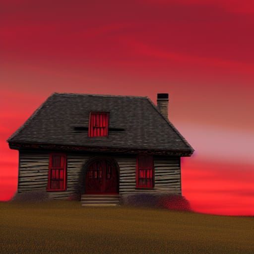 D20 house beneath a blood red sky