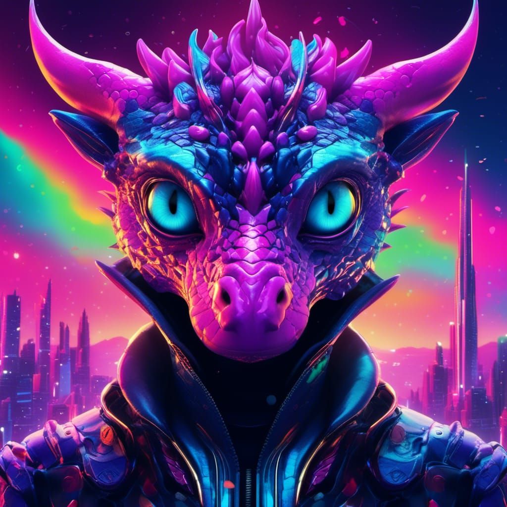 Dragon Creation in Vaporwave