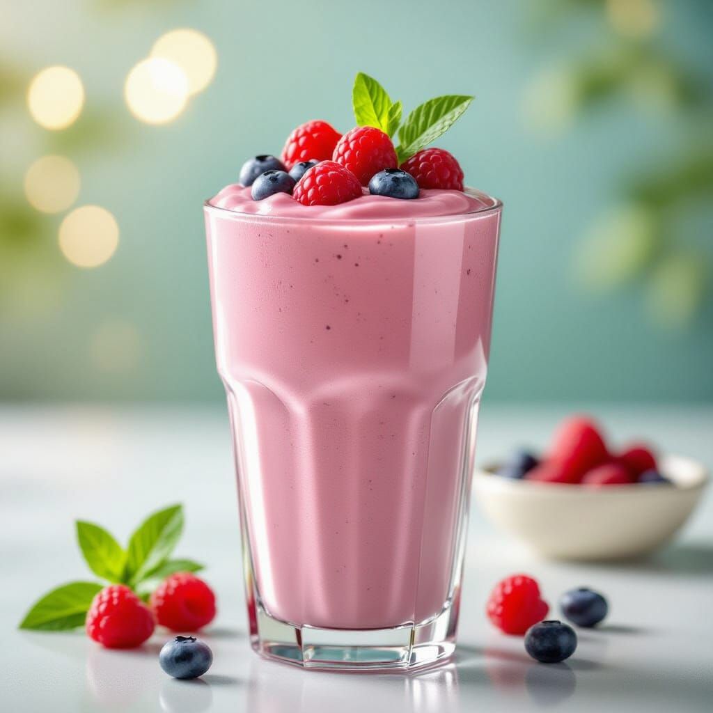 Vibrant Pink Smoothie in Tall Glass