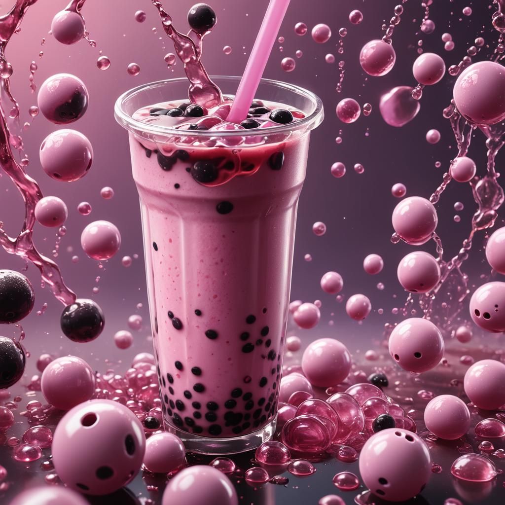 Pink Bubble Tea Fantasy Concept Art