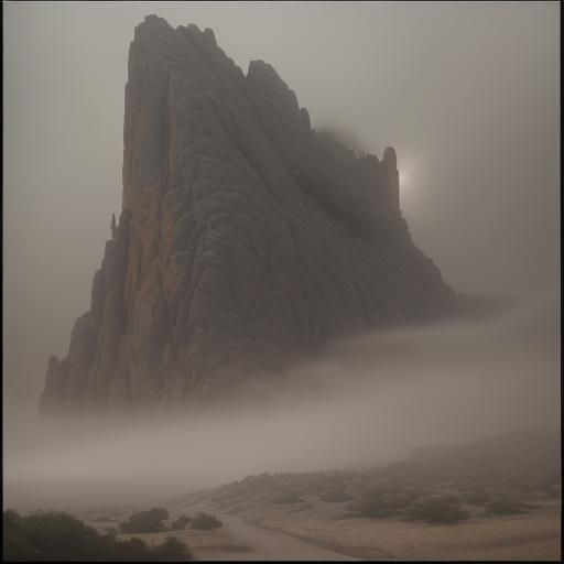 Rocky hillside mid duststorm