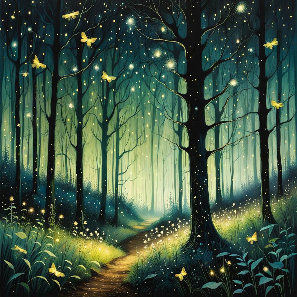 magic forest with Fireflies, by Lucy Grossmith and Carne Gri...