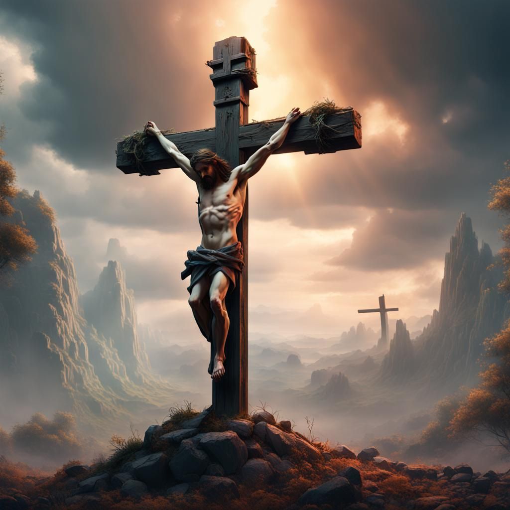 Jesus at the cross - AI Generated Artwork - NightCafe Creator