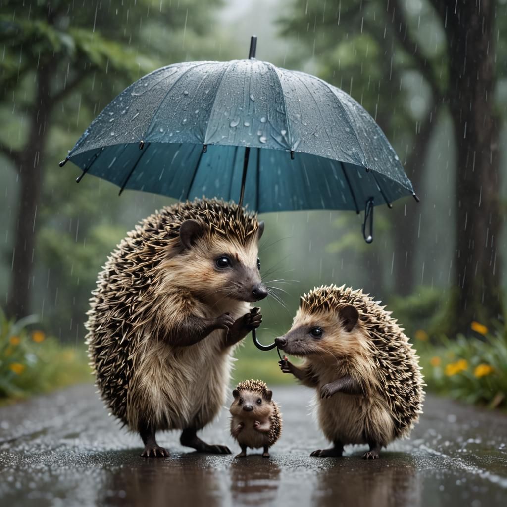 Take care of your baby brother. Don't let him get soaked.  by @Latent Space Explorer