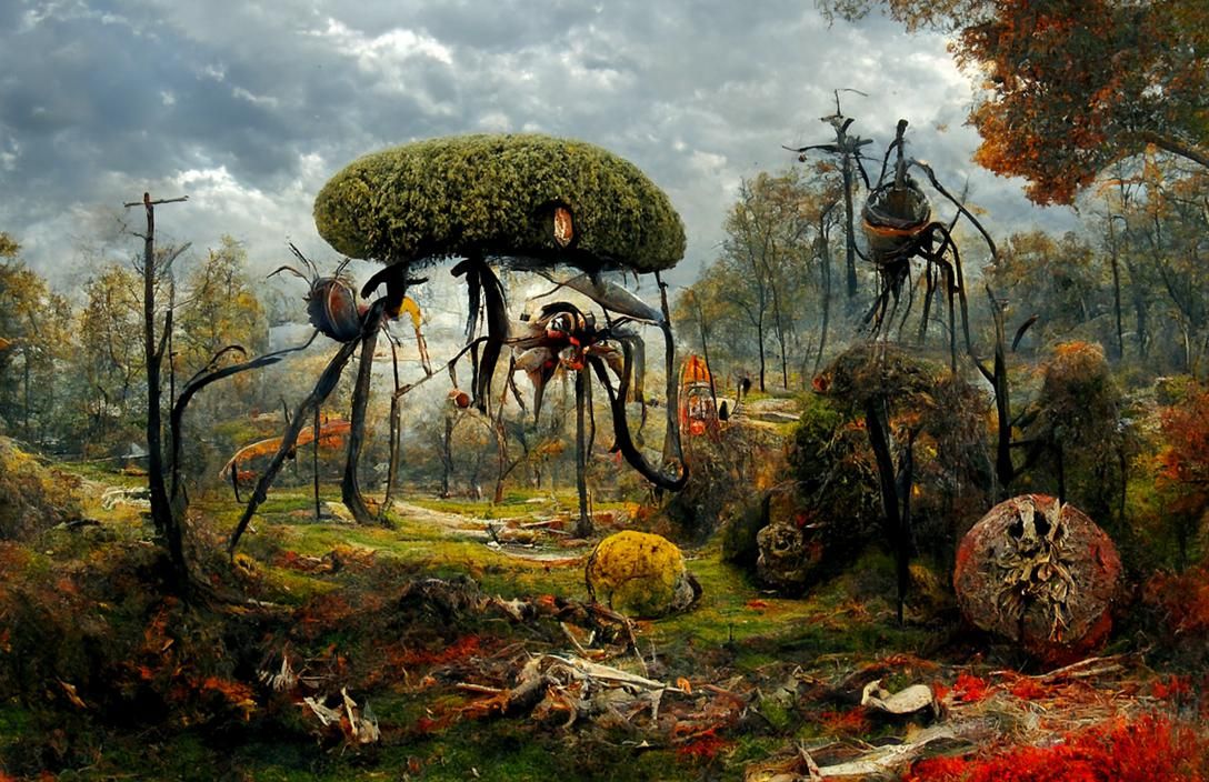 Arachnids 9 - Aliens from Mars - Beksinski, Bosch style