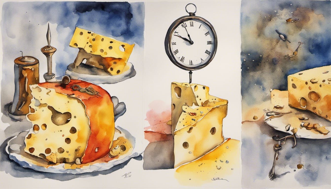 watercolor, modify the painting "Salvador Dali's clocks" into flowing