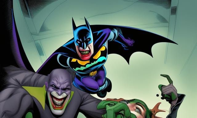 superimposed batman with the joker