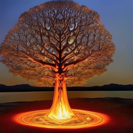 The Tree of Life/Knowledge is a Burning Tree with flames inside of it ...