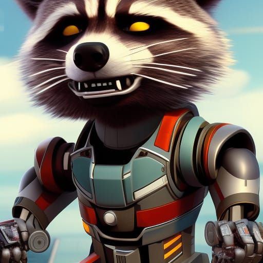Robot Rocket Raccoon AI Generated Artwork NightCafe Creator