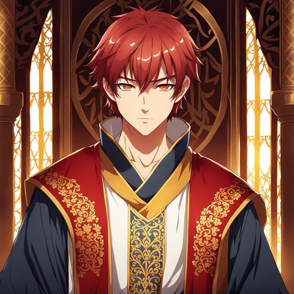 red-short-haired-anime-man-with-yellow-eyes-tan-skin-arabic-clothes