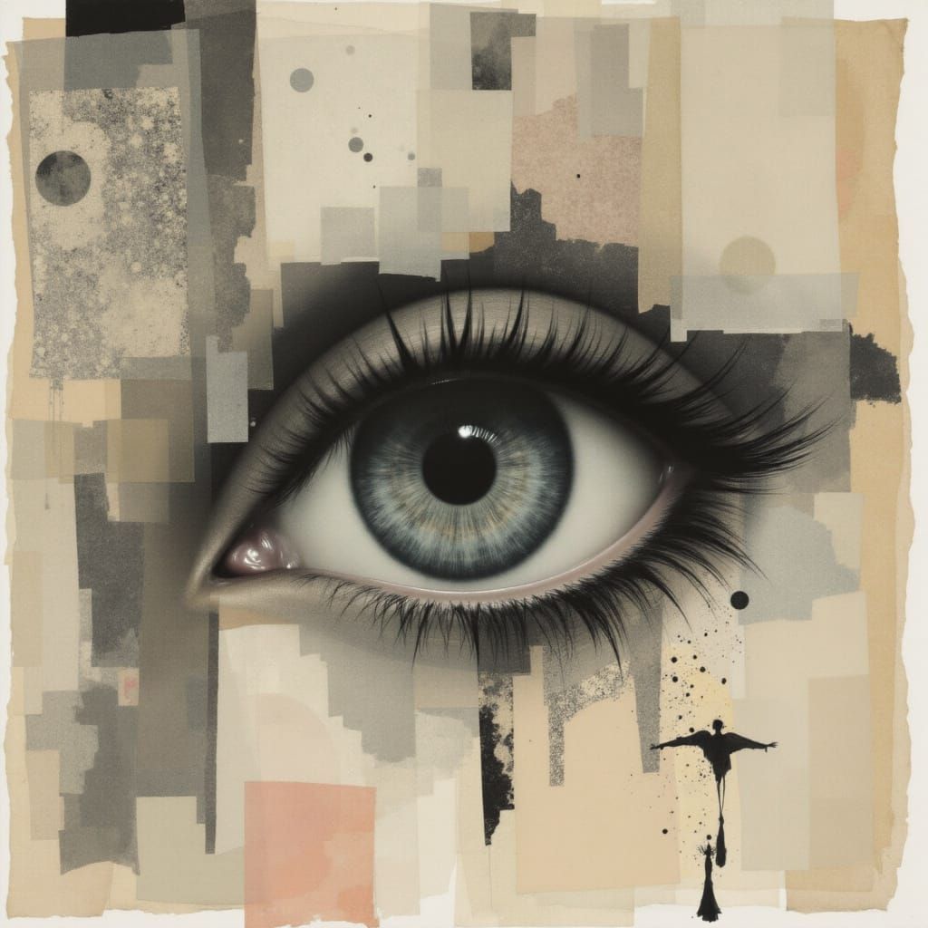 <lora:Vellumside:1.0>  vellumside style, abstract collage, layered composition, distressed texture, aged paper, skull motif
isolated eye
flo...