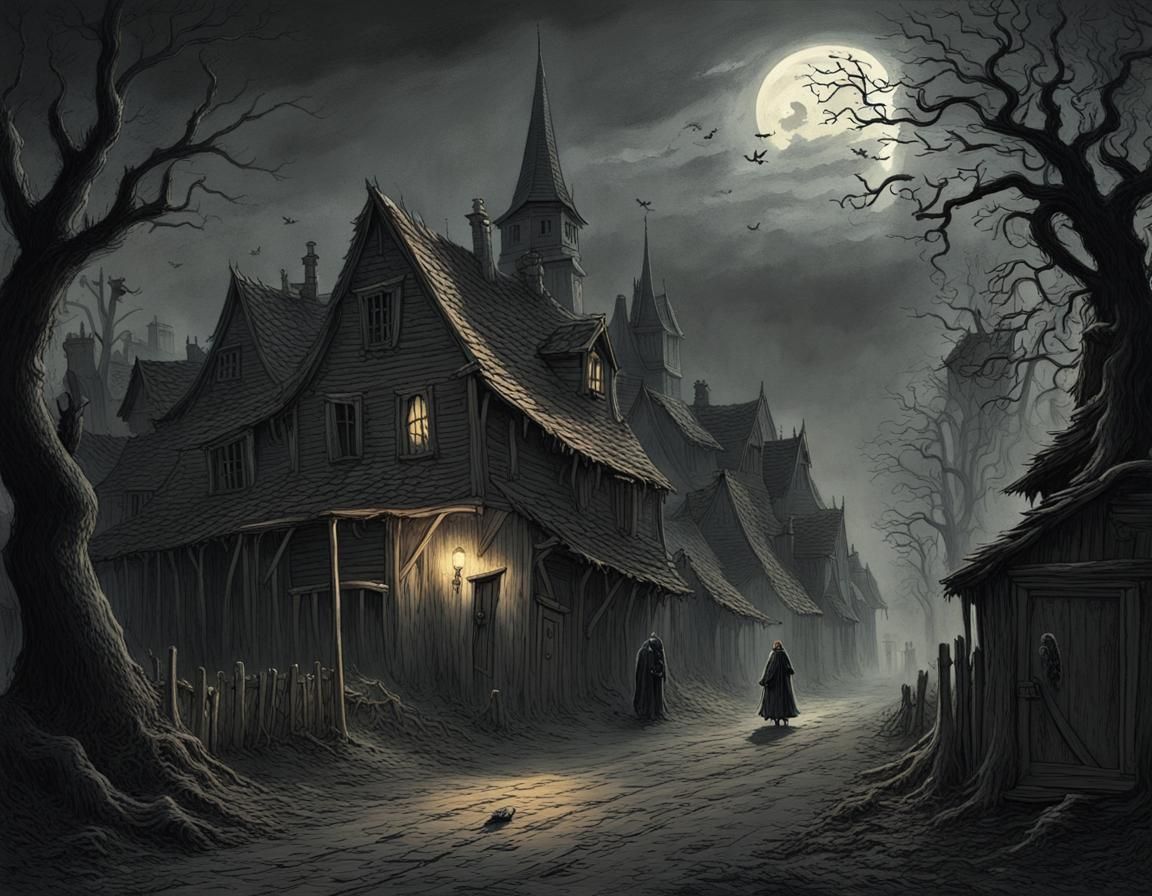 Haunted village - AI Generated Artwork - NightCafe Creator