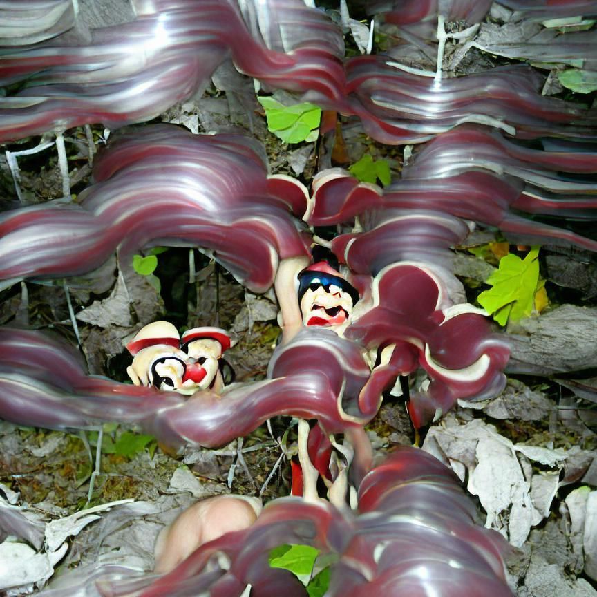 Cottagecore clown mushroom vines