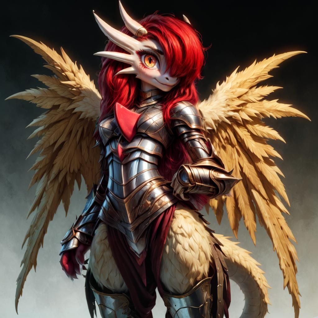 Portrait of an adorable mythical beautiful anthro dragon, fu...