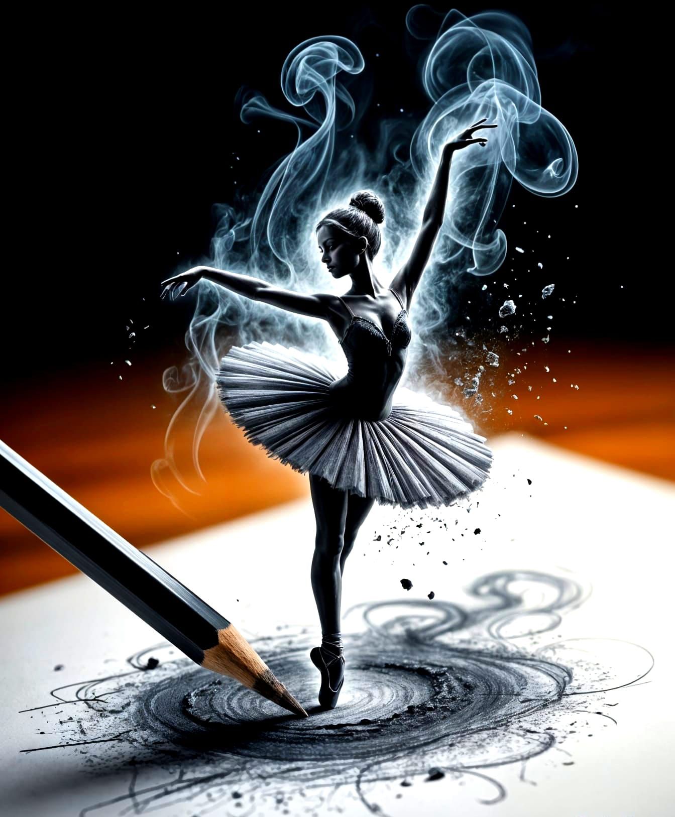 Sketch of a ballerina as she takes form.