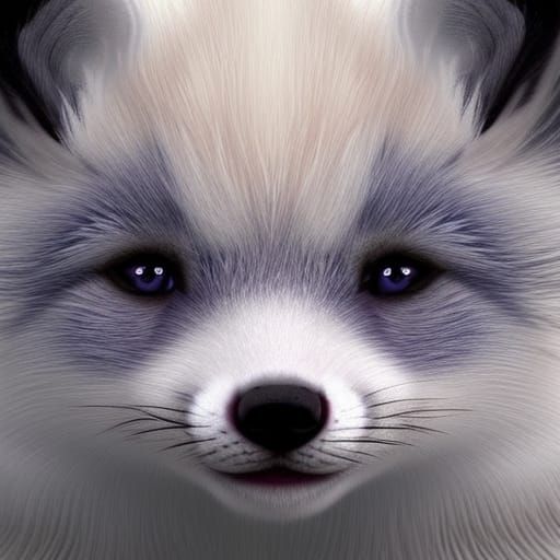 Fantasy Arctic Fox Cub Portrait in Dynamic Lighting