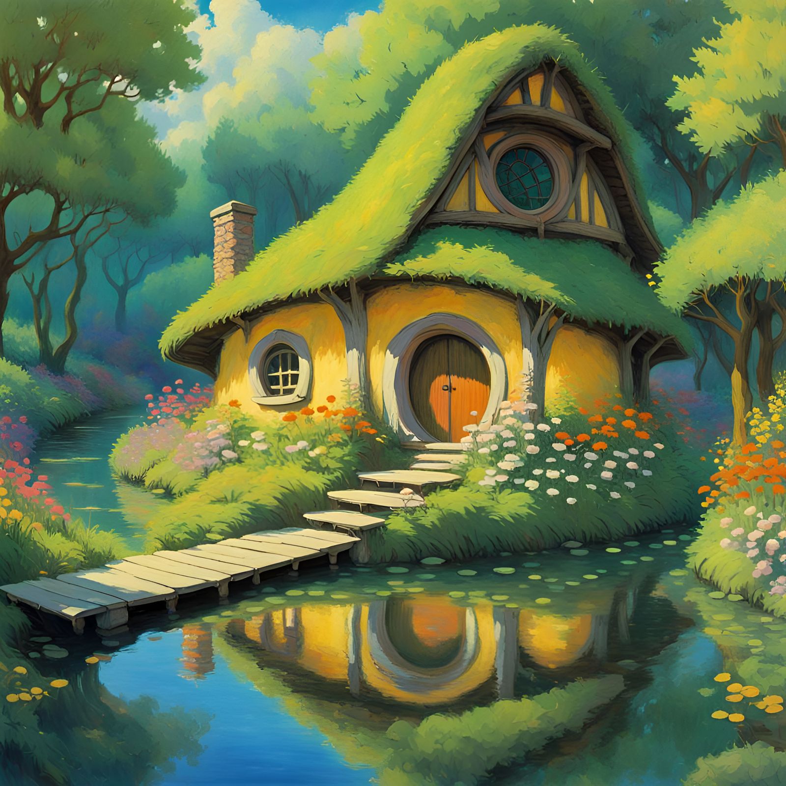Pond House AI Generated Artwork NightCafe Creator
