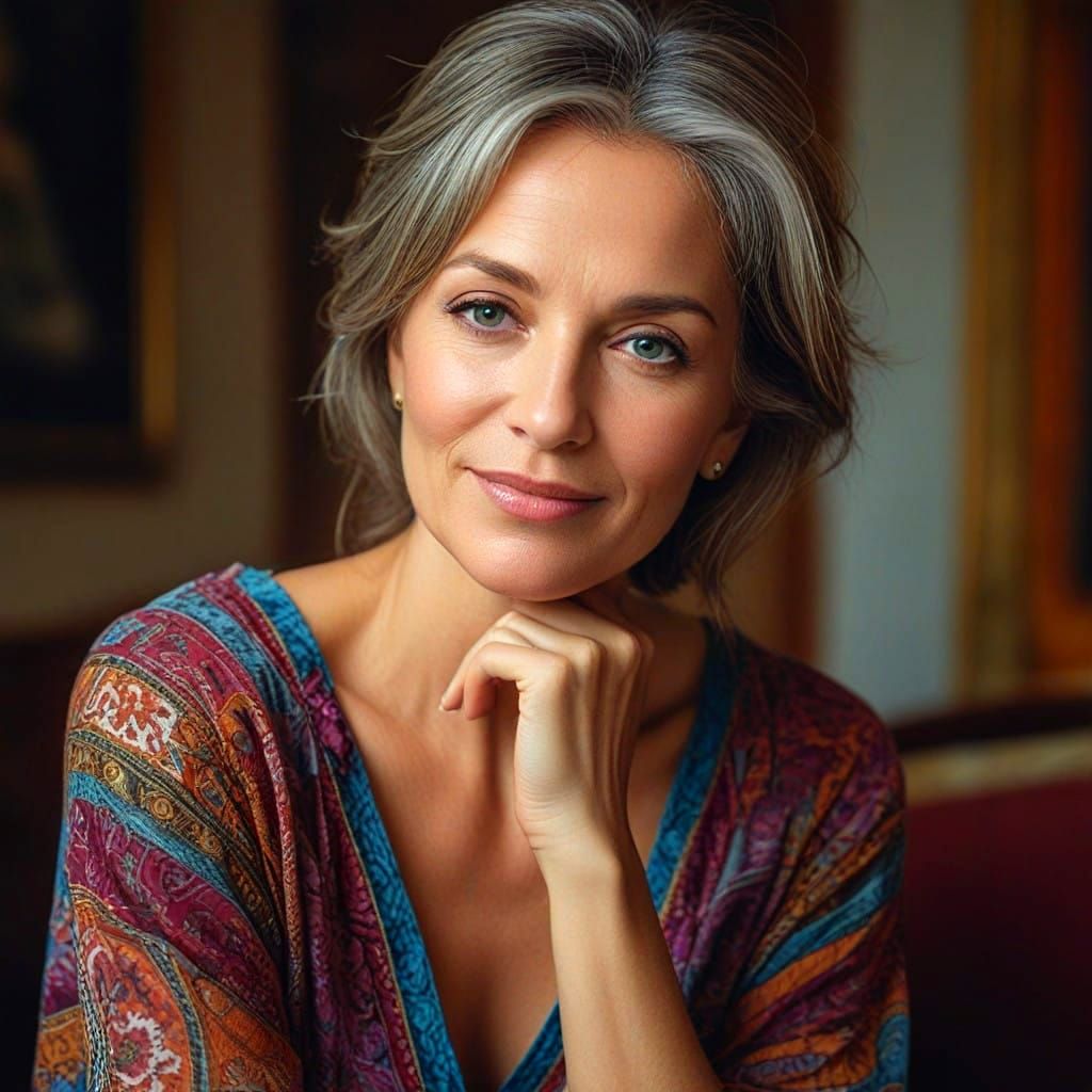 Warm Portrait of a Confident Woman in Vibrant Colors