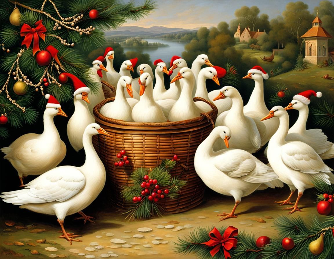 Christmas Geese AI Generated Artwork NightCafe Creator Christmas Geese