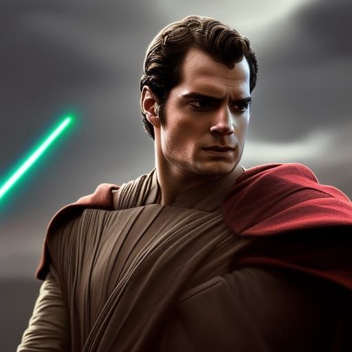 Henry Cavill as a Jedi Master in Star Wars detailed matte pa...