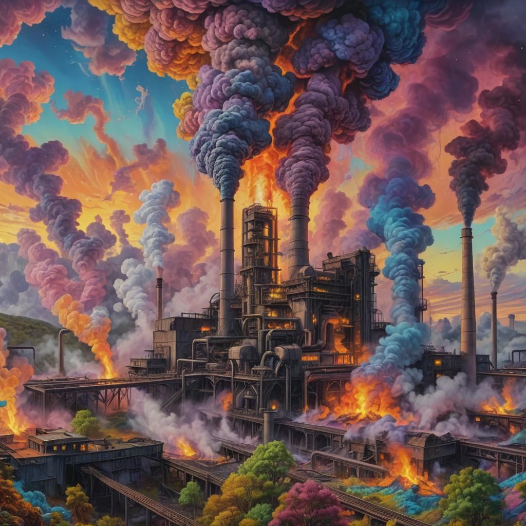Psychedelic Coal Plant in Alabama #1006  by @Cyborgsarj