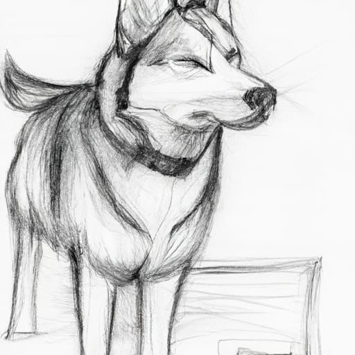 Pencil Sketch of a husky