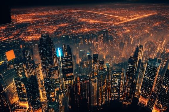 City from above, dark, science fiction, cyberpunk - AI Generated ...